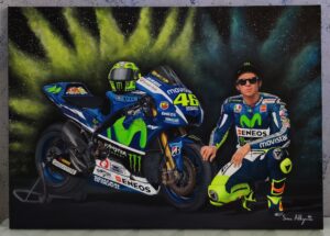 Valentino Rossi, dipinto a mano a olio su tela 70x50cm