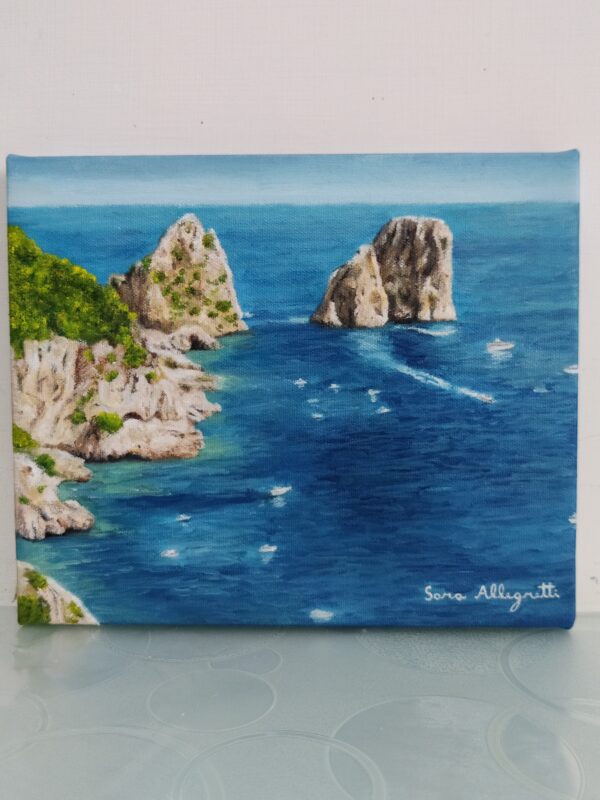 Capri , i Faraglioni- Dipinto a mano