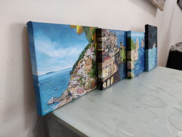Positano con limoni - Dipinto a mano a olio su tela - immagine 3