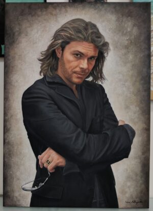 Gianluca Grignani, dipinto a olio su tela 50x70cm
