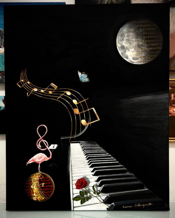 La musica, dipinto a olio su tela 40x50cm