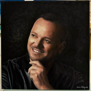 Gigi D'Alessio, dipinto a olio su tela 50x50cm
